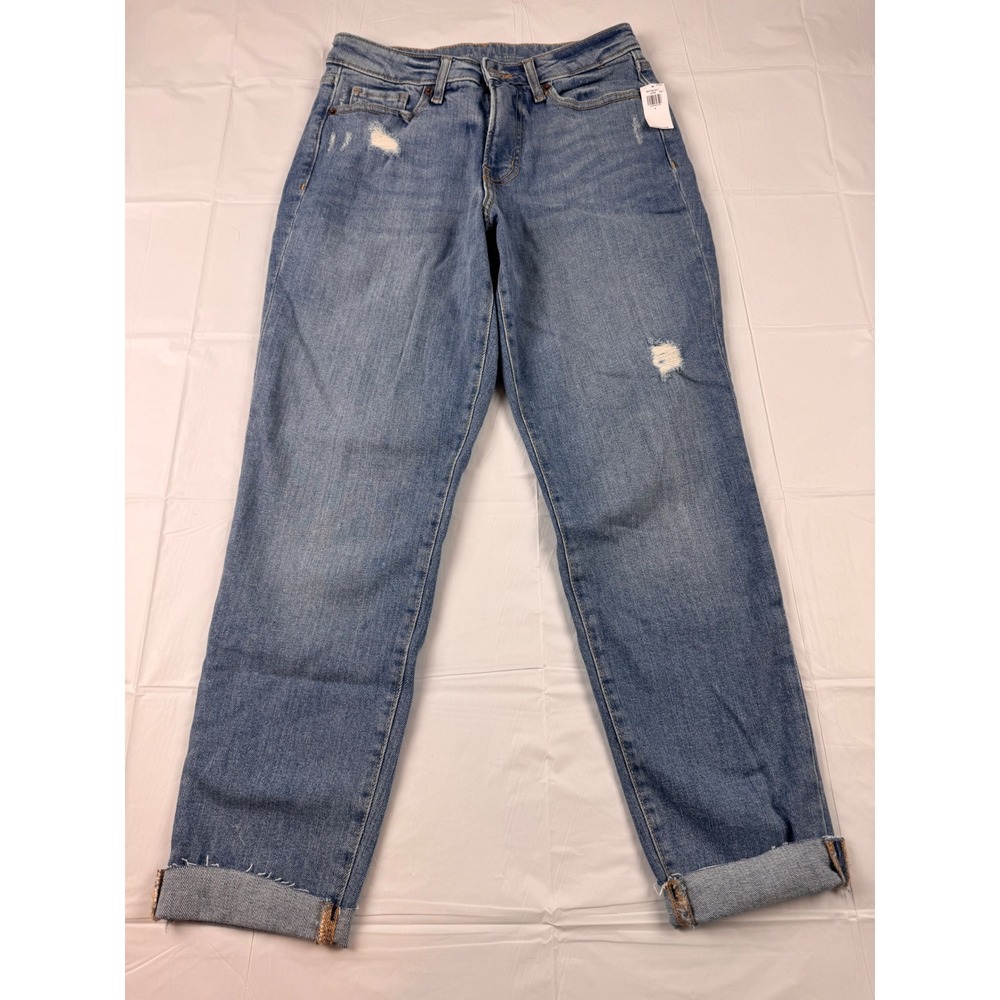 Old Navy‎ OG Straight High Rise Distressed Jeans Medium Wash Size 4 NWT